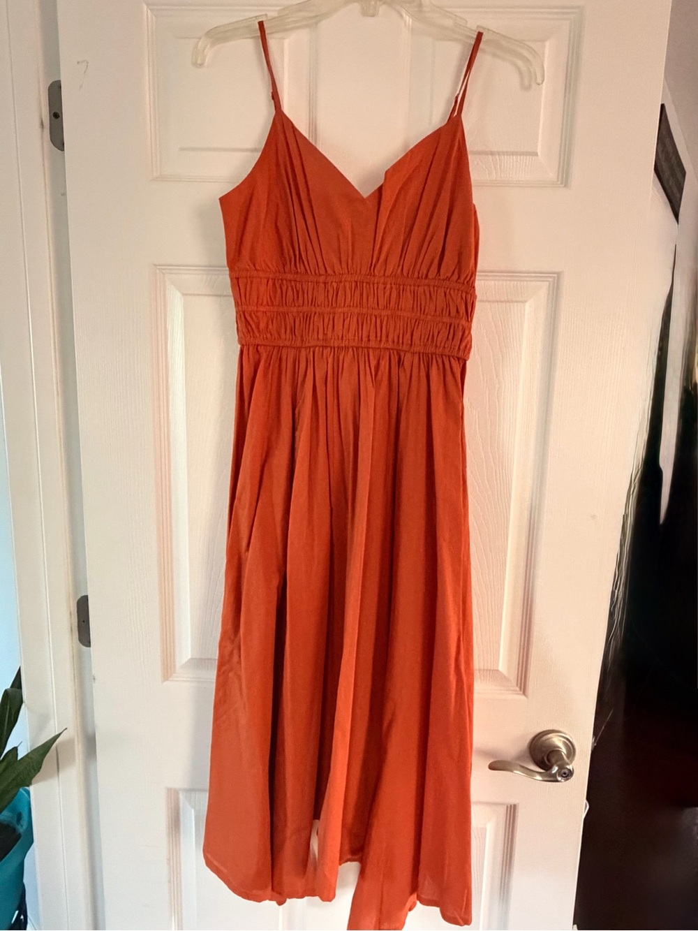 Dizzy Lizzy Burnt Orange Spaghetti Strap Midi Dress